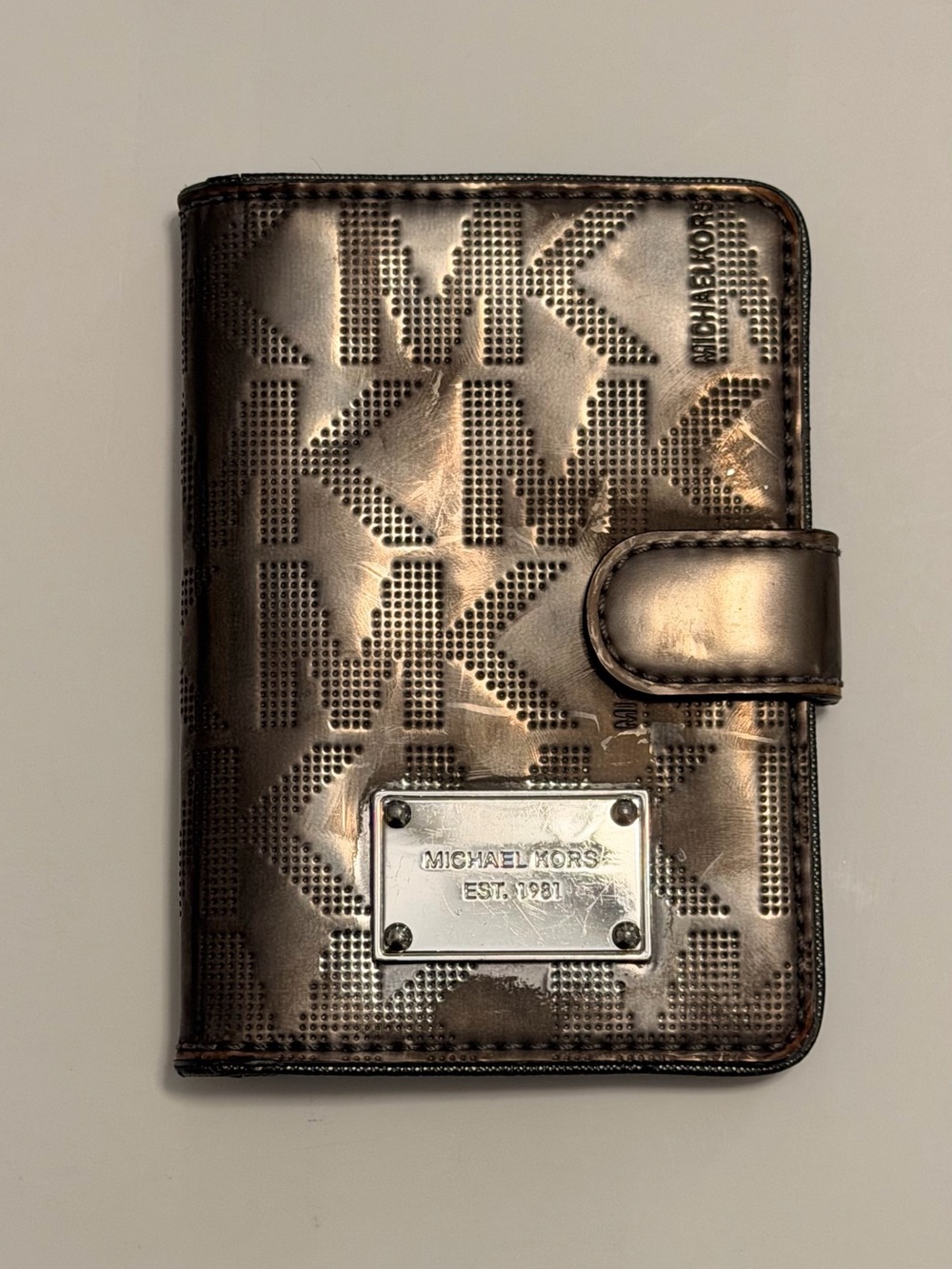 Michael Kors Metallic Bronze Logo Compact Wallet